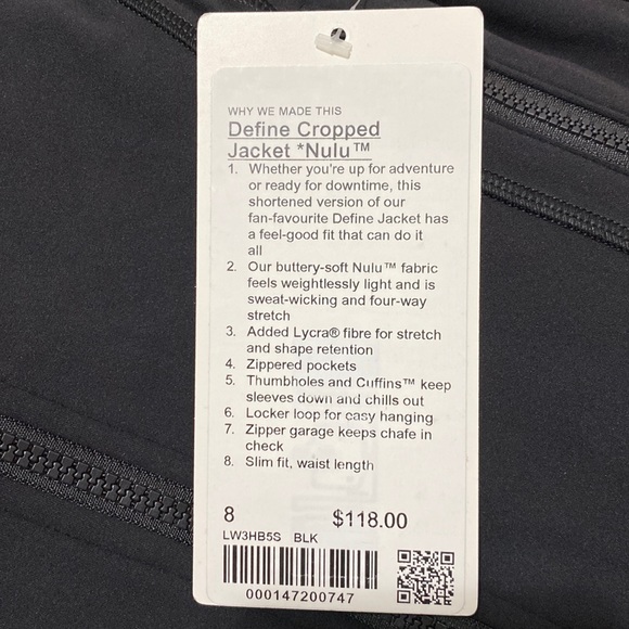 Lululemon Nulu Cropped Define Jacket Black - Picture 5 of 6